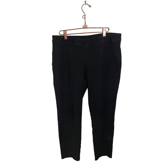 Eileen Fisher Pants - Eileen Fisher Ribbed Slim Pants Women's Large High Rise Stretch Black
